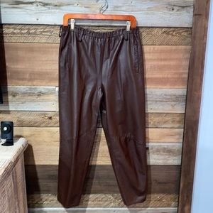 VINTAGE Elastic Waist Leather Tapered Pants 80’s Chic 8